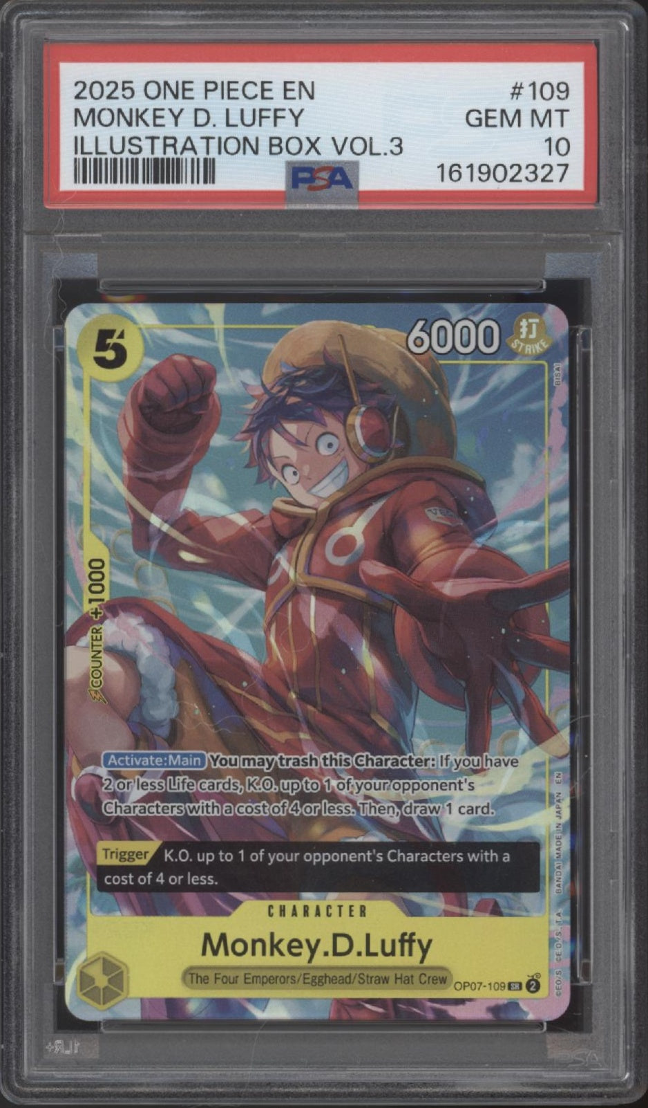 Monkey D Luffy One Piece Card Game Illustration Box Vol. 3 #109 PSA 10