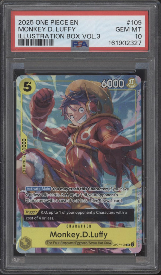 Monkey D Luffy One Piece Card Game Illustration Box Vol. 3 #109 PSA 10