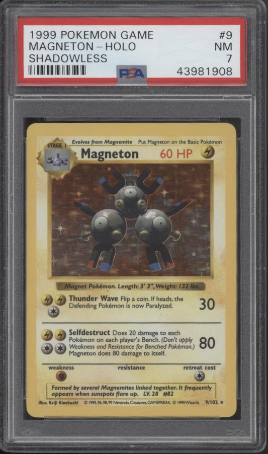 Magneton Pokemon Base Set Holo Shadowless #9 PSA 7