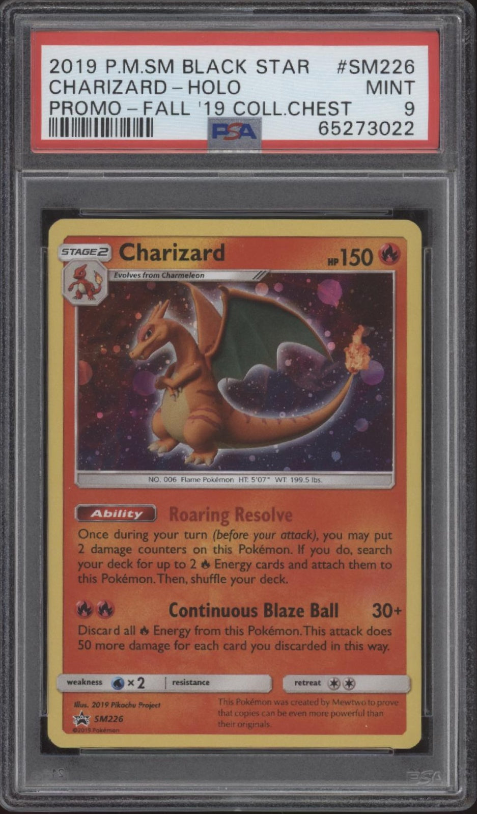 Charizard Pokemon Fall '19 Collectors Chest Tin Black Star Promo #SM226 PSA 9