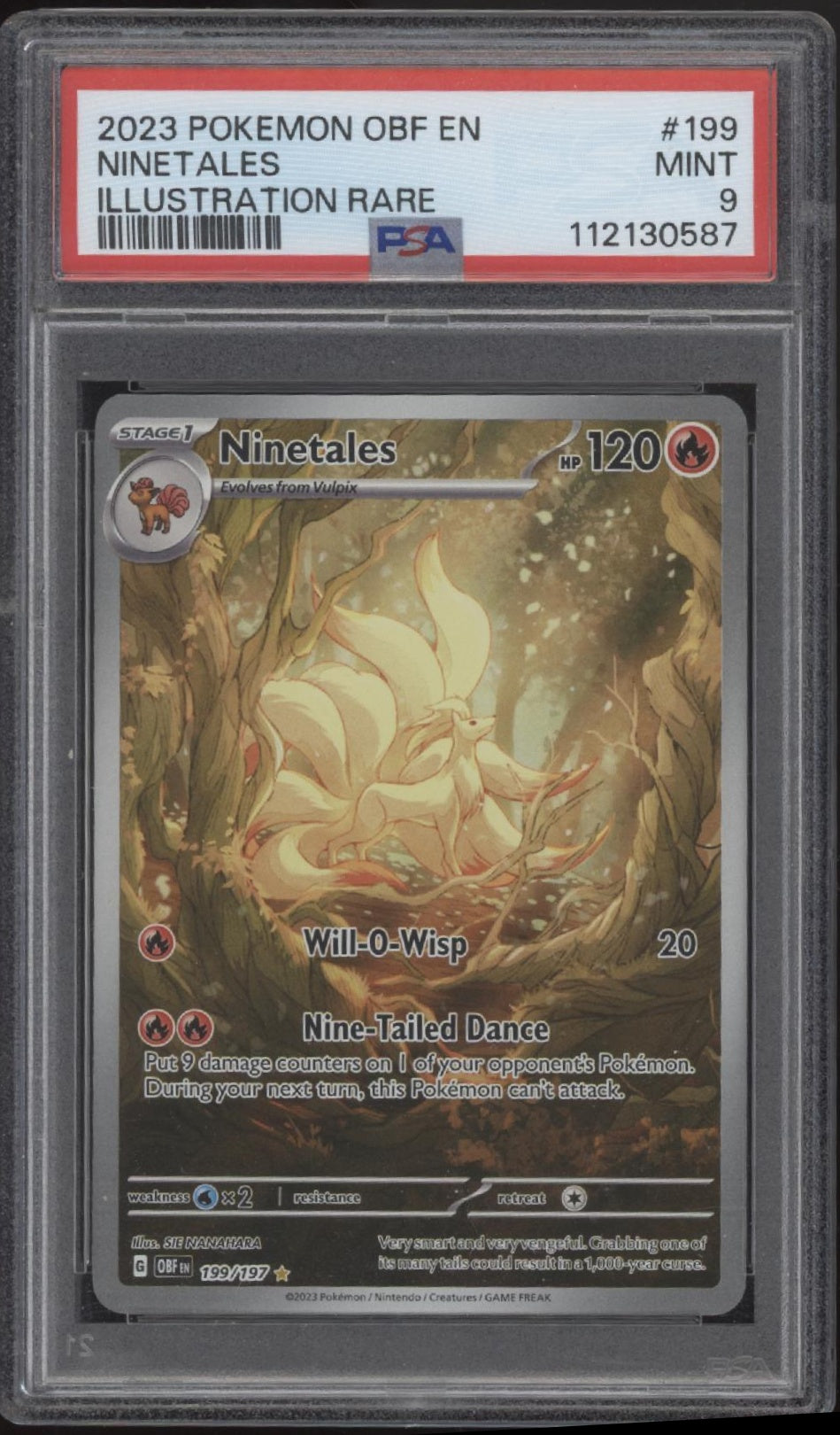 Ninetales Pokemon Obsidian Flames Illustration Rare #199 PSA 9
