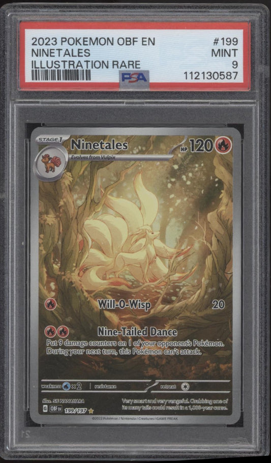 Ninetales Pokemon Obsidian Flames Illustration Rare #199 PSA 9