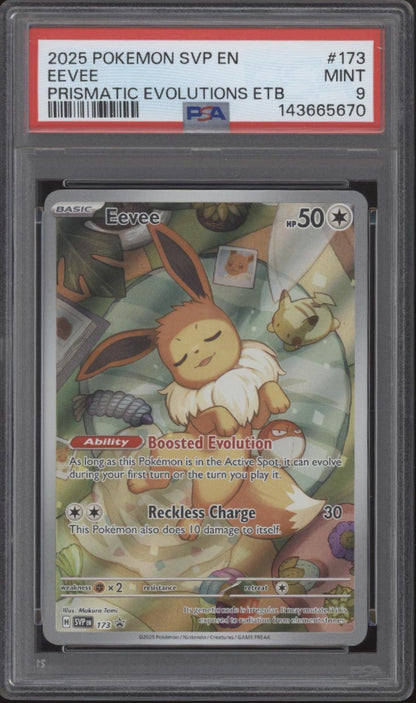 Eevee Pokemon Prismatic Evolutions Elite Trainer Box #173 PSA 9 #1