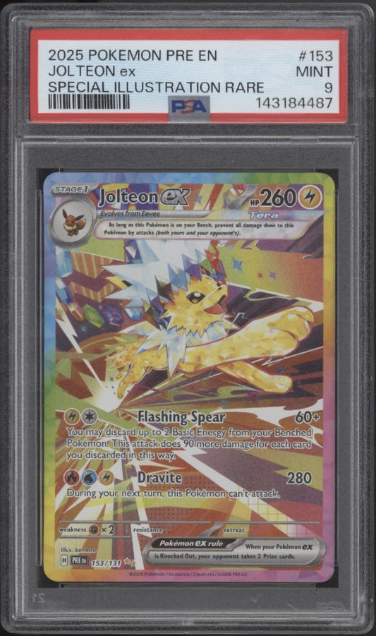 Jolteon ex Pokemon Prismatic Evolutions Special Illustration Rare #153 PSA 9