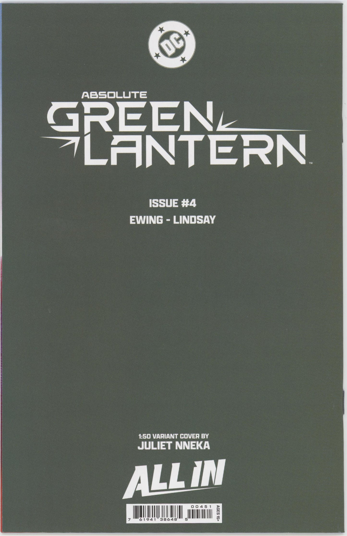 ABSOLUTE GREEN LANTERN #4 CVR E INC 1:50 JULIET NNEKA VIRGIN CARD STOCK VAR