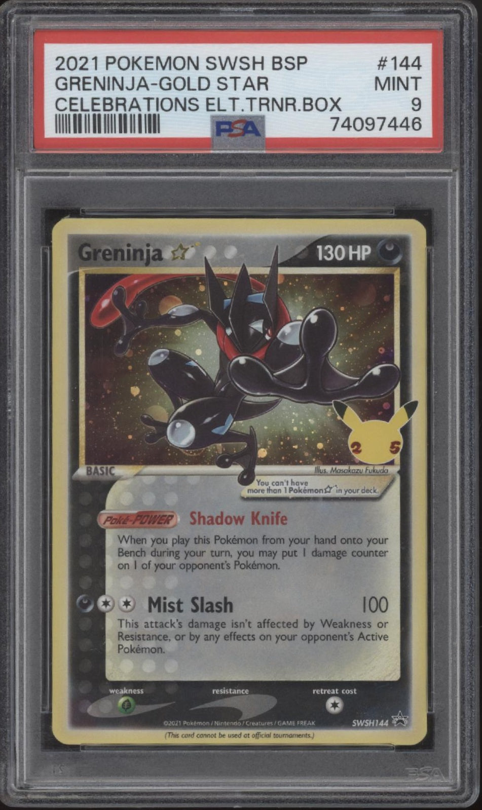 Greninja Pokemon Celebrations Elite Trainer Box Gold Star #144 PSA 9
