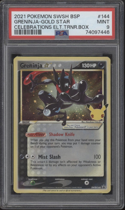 Greninja Pokemon Celebrations Elite Trainer Box Gold Star #144 PSA 9