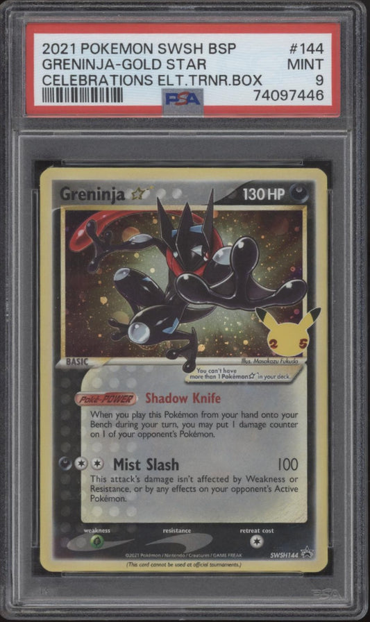 Greninja Pokemon Celebrations Elite Trainer Box Gold Star #144 PSA 9