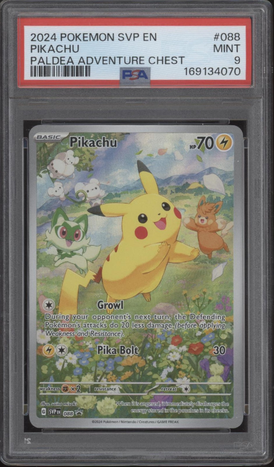 Pikachu Pokemon Paldea Adventure Chest #088 PSA 9