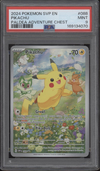 Pikachu Pokemon Paldea Adventure Chest #088 PSA 9