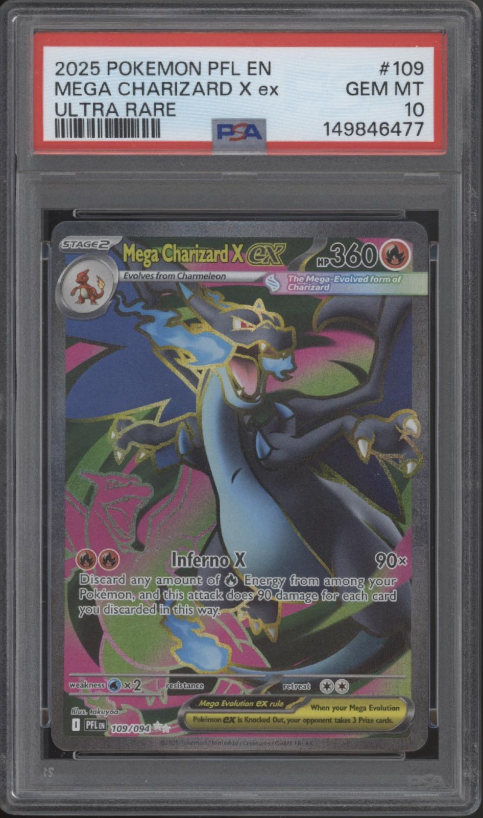 Mega Charizard X ex Pokemon Phantasmal Flames Ultra Rare #109 PSA 10 #2