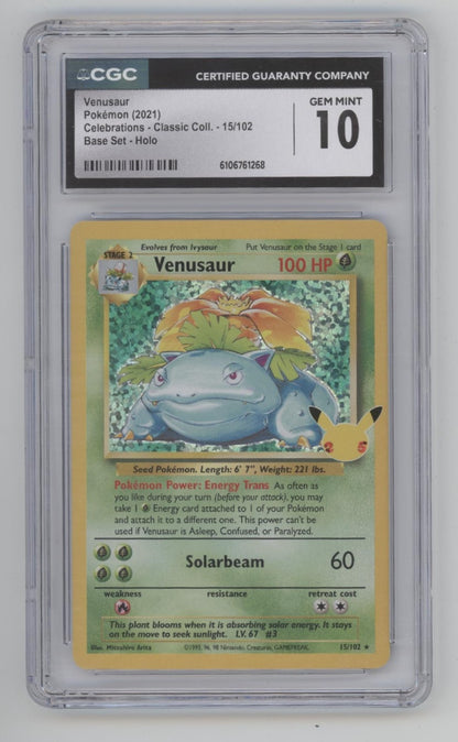 Venusaur Pokemon Celebrations Classic Collection Base Set Holo #15 CGC 10