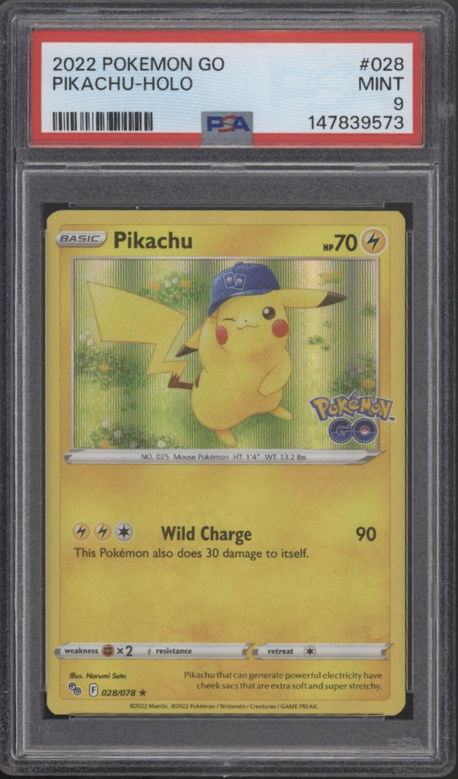 Pikachu Pokemon GO Holo #028 PSA 9