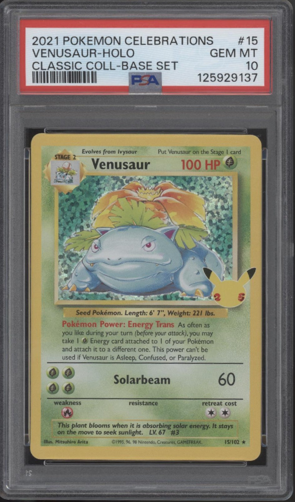 Venusaur Pokemon Celebrations Classic Collection Base Set Holo #15 PSA 10 #1