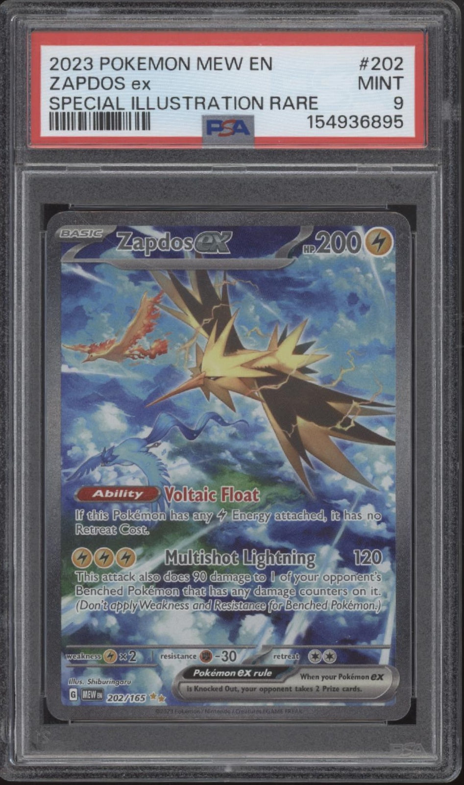 Zapdos ex Pokemon 151 Special Illustration Rare #202 PSA 9 #2