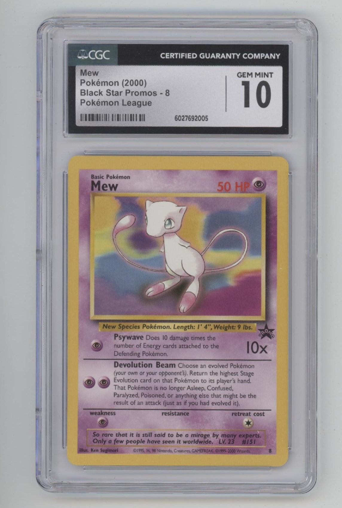 Mew Pokemon League Black Star Promo #8 CGC 10