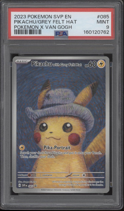 Pikachu with Grey Felt Hat Pokemon x Van Gogh Museum Promo #085 PSA 9