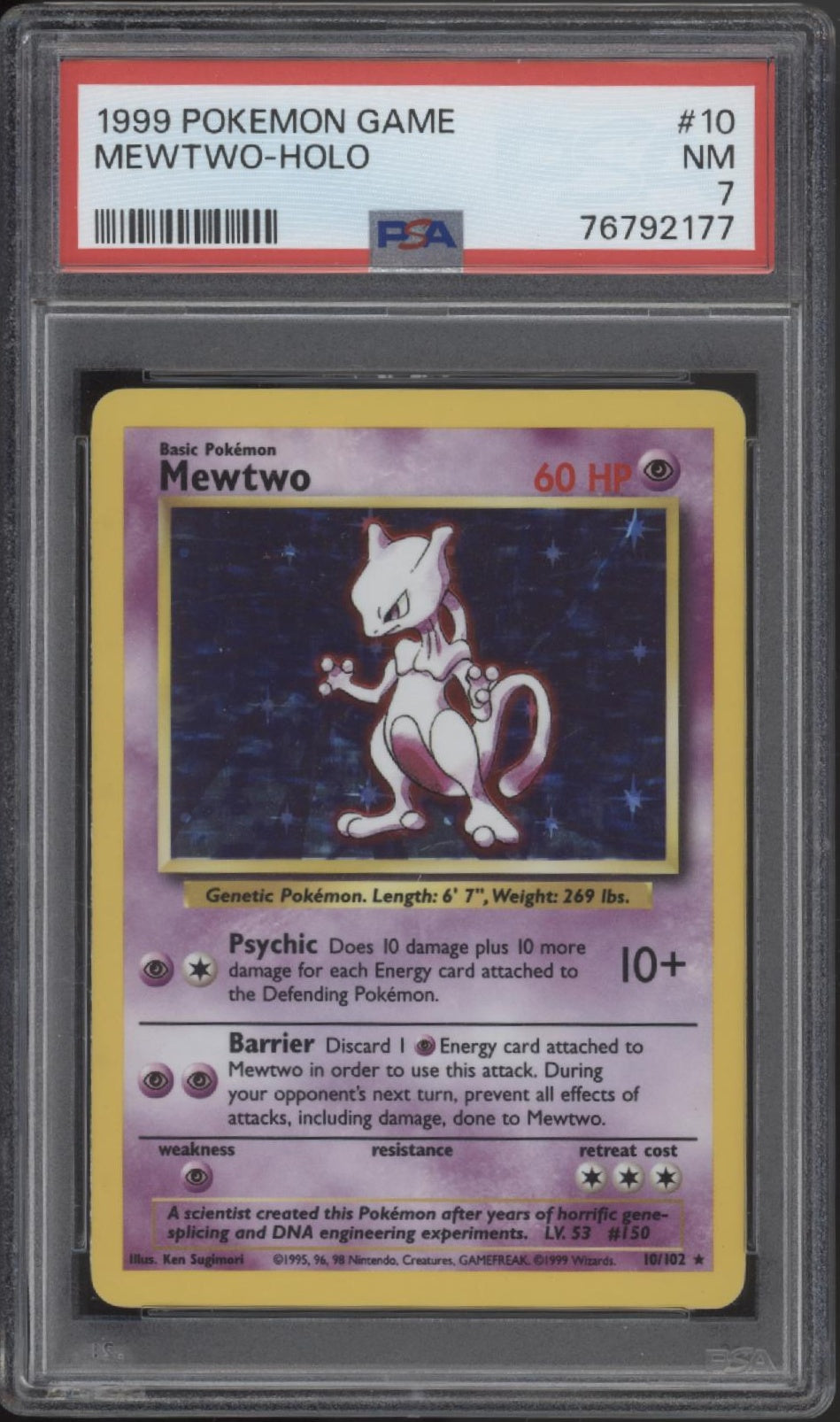 Mewtwo Pokemon Base Set Holo #10 PSA 7