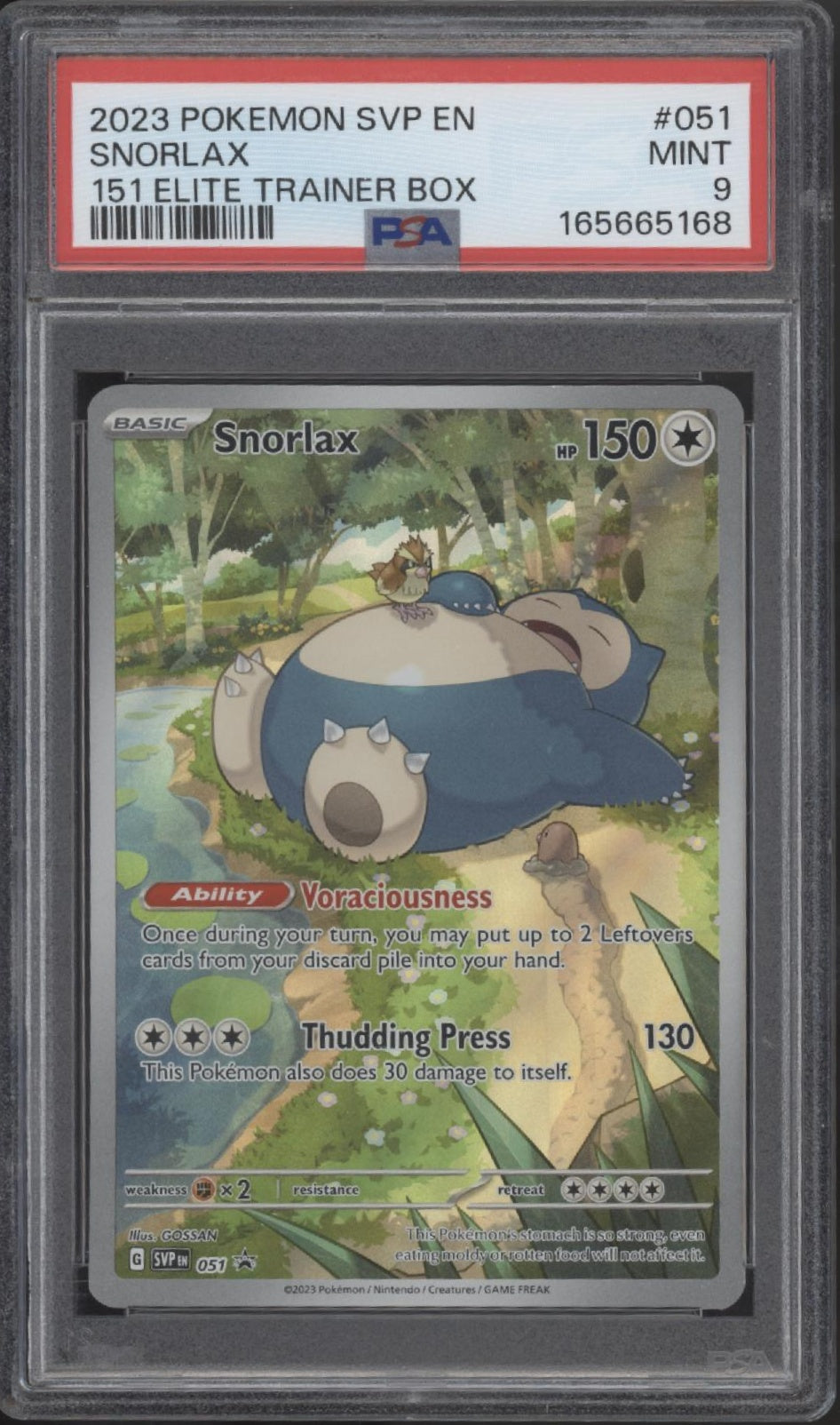 Snorlax Pokemon 151 Elite Trainer Box #051 PSA 9