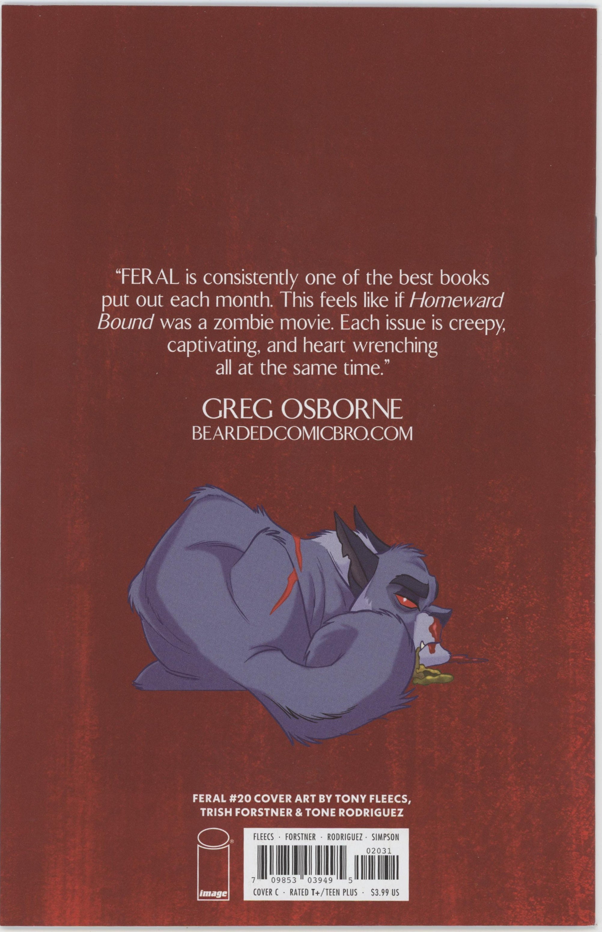 Feral #20 Cover C 1 in 10 Tony Fleecs & Tone Rodriguez Full Art Variant、Image Comics、kayou
