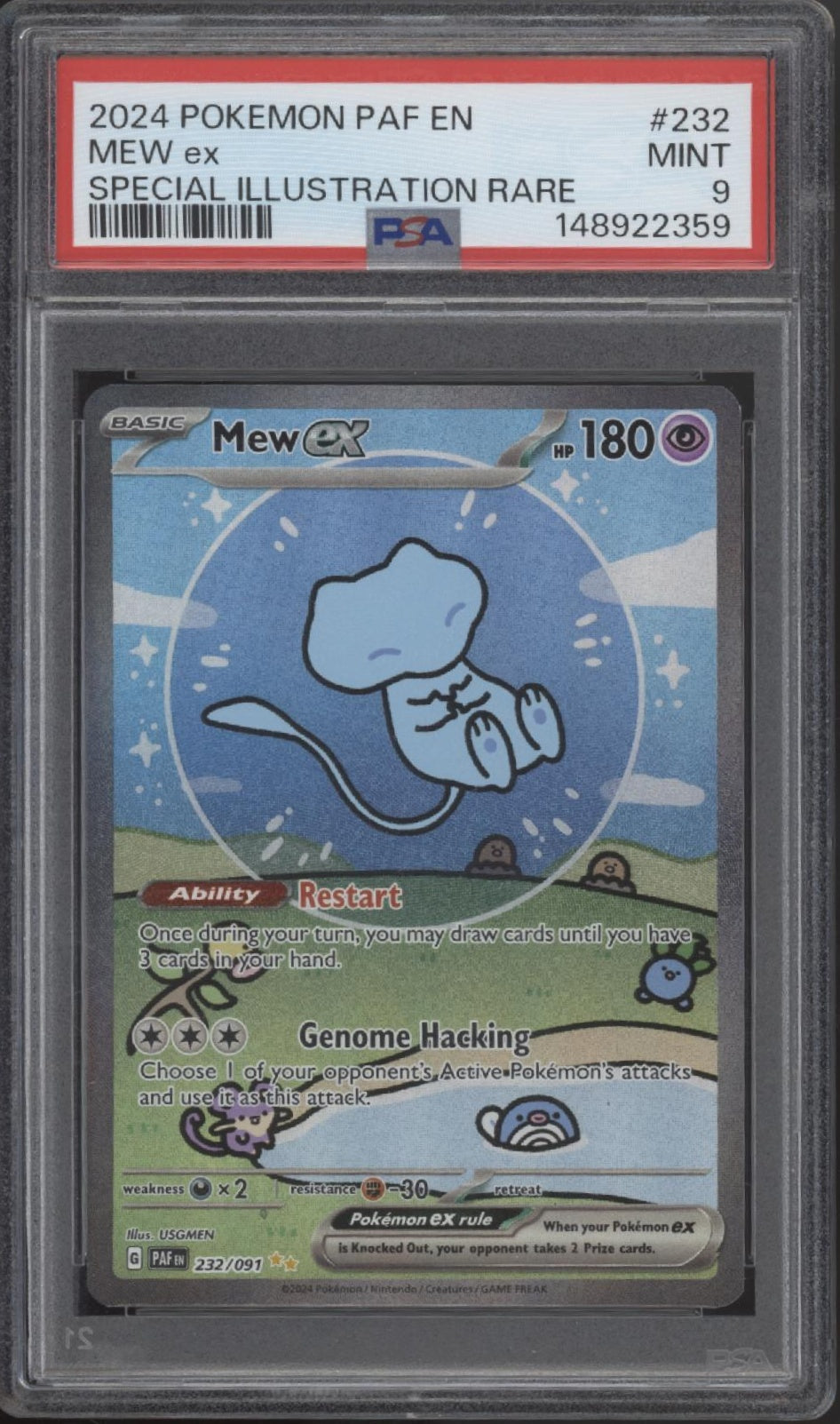 Mew ex Pokemon Paldean Fates Special Illustration Rare #232 PSA 9