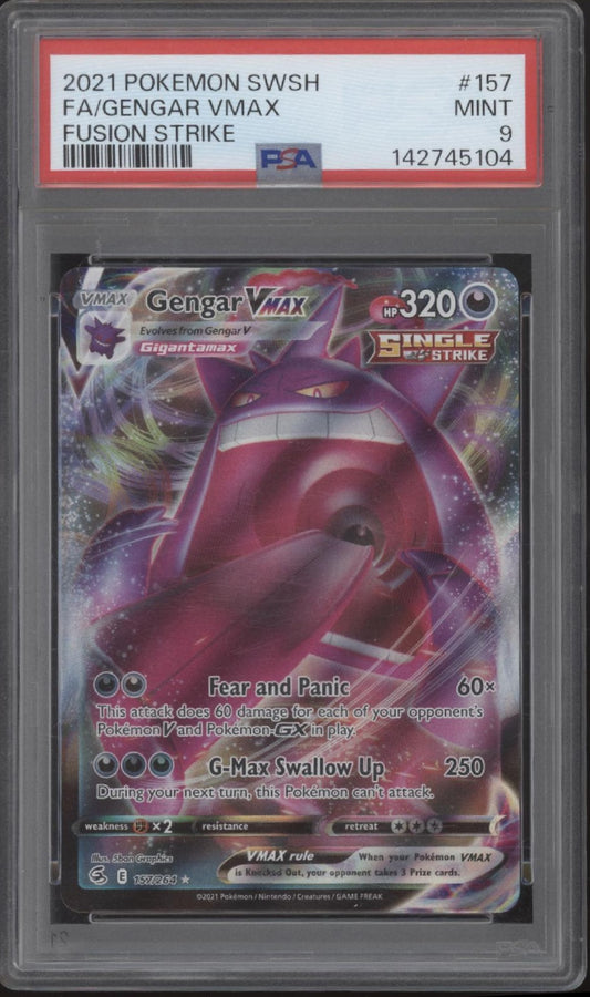 Gengar VMAX Pokemon Fusion Strike Full Art #157 PSA 9