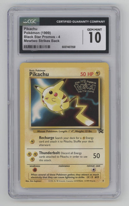 Pikachu Pokemon Mewtwo Strikes Back Black Star Promo #4 CGC 10