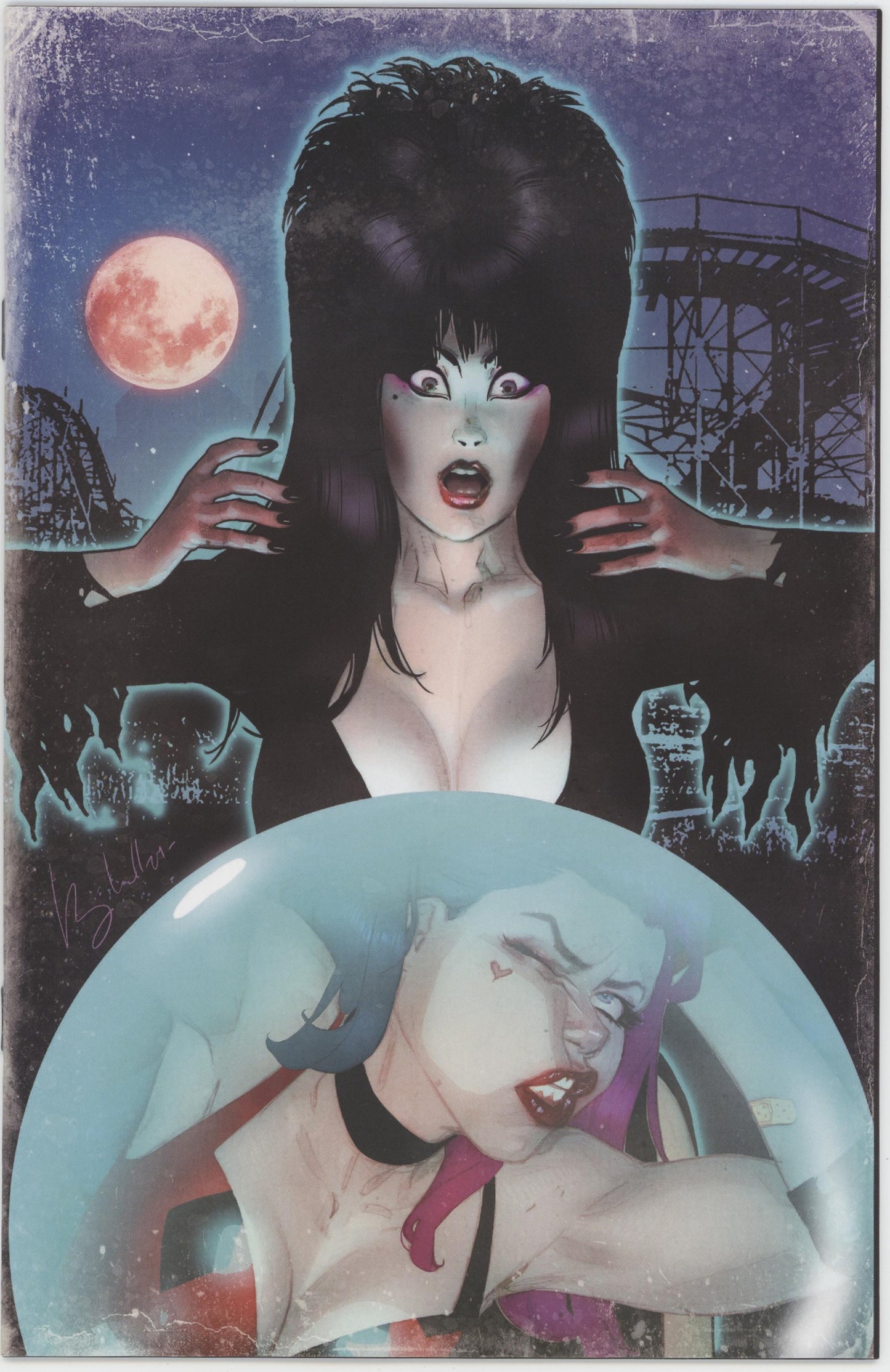 Harley Quinn X Elvira #1 Cover N 1 in 10 Ben Caldwell Full Art Variant