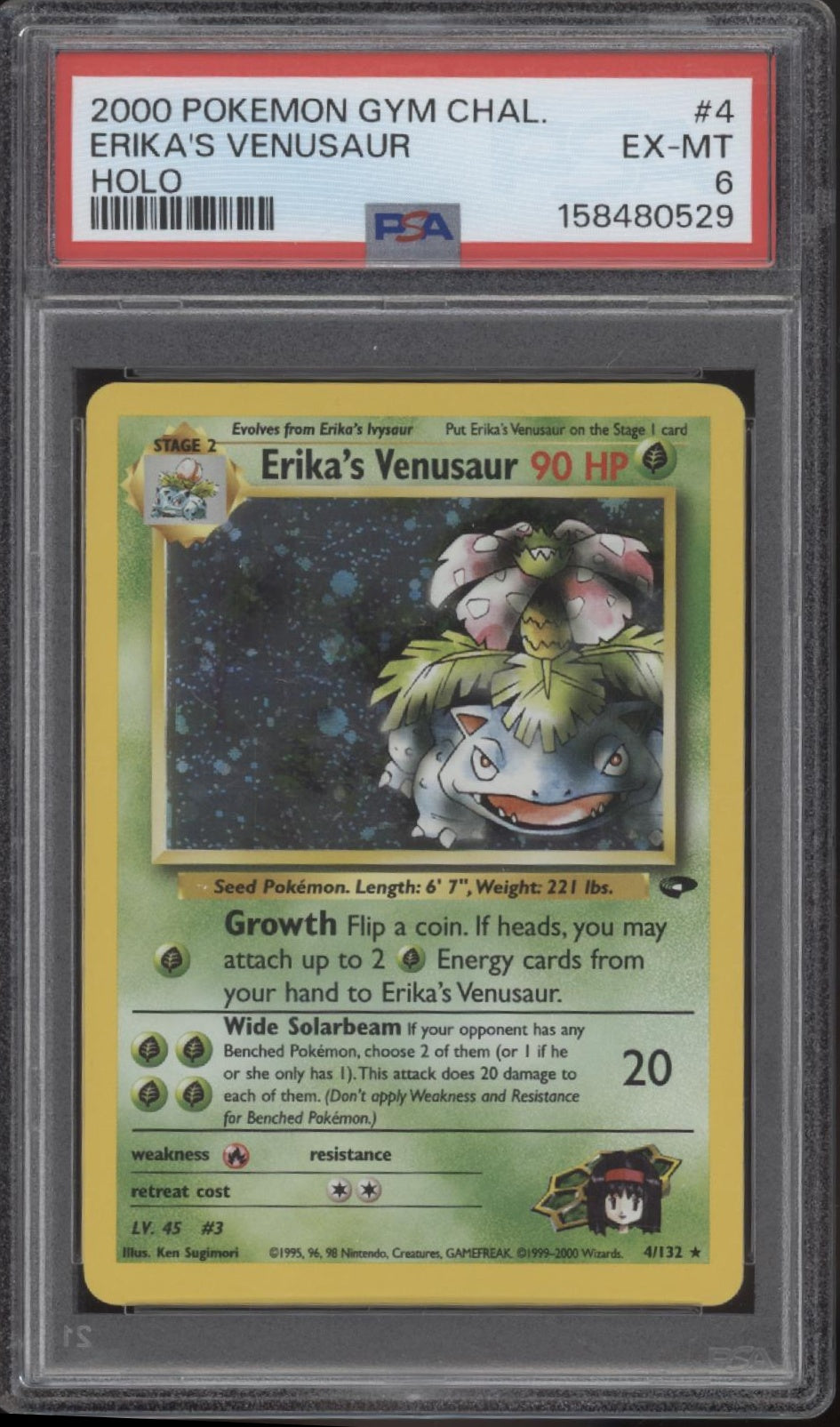 Erika's Venusaur Pokemon Gym Challenge Holo #4 PSA 6