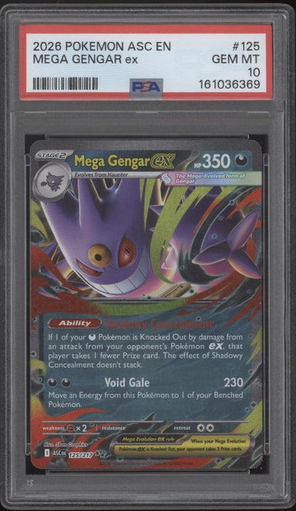 Mega Gengar ex Pokemon Ascended Heroes #125 PSA 10