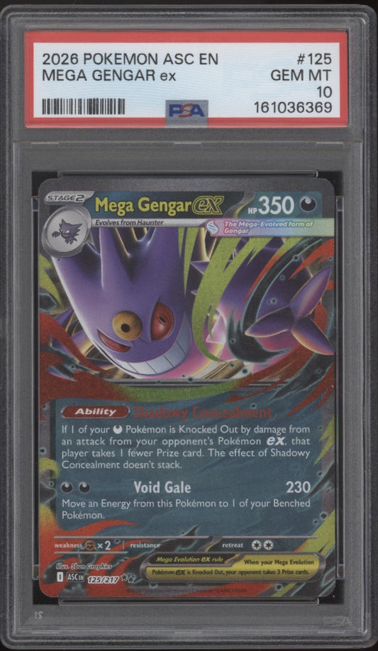 Mega Gengar ex Pokemon Ascended Heroes #125 PSA 10