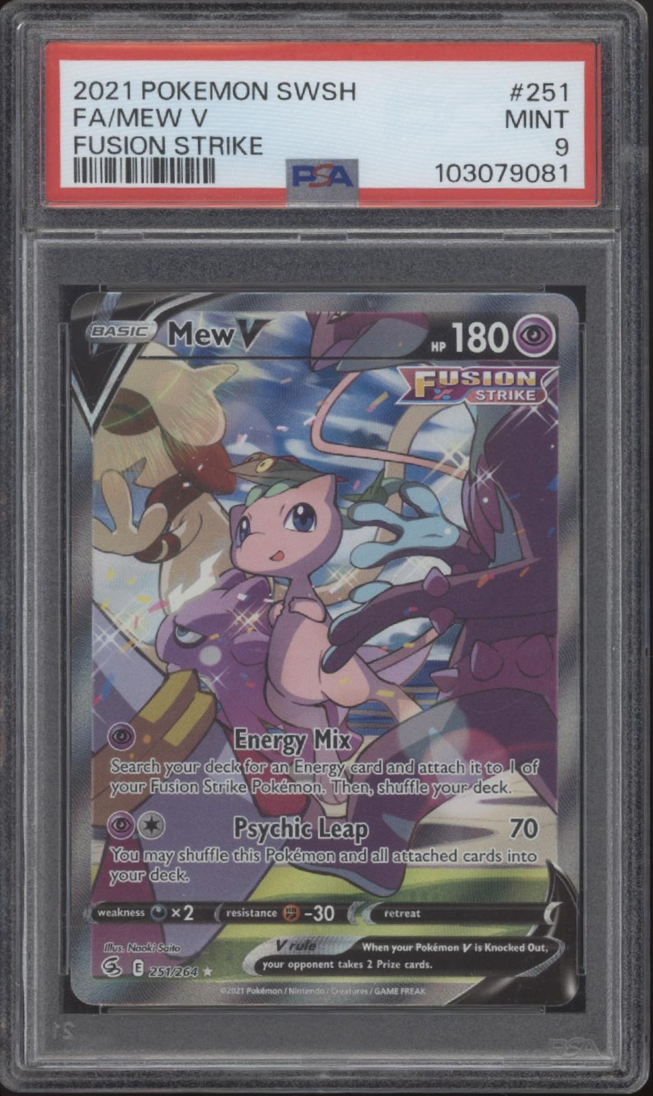 Mew V Pokemon Fusion Strike Full Art #251 PSA 9