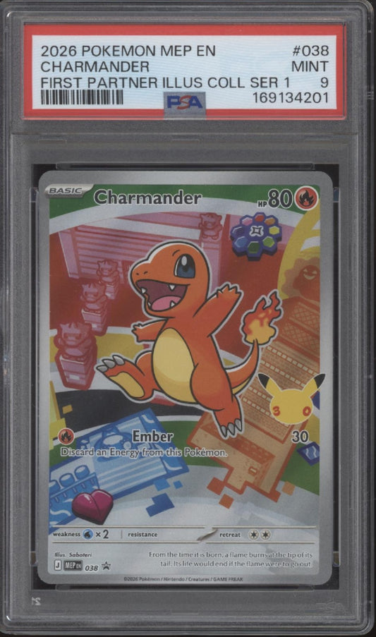 Charmander Pokemon First Partner Illustration Collection Series 1 #038 PSA 9