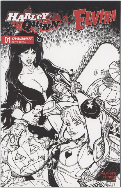 Harley Quinn X Elvira #1 Cover O 1 in 10 Chad Hardin Line Art Variant