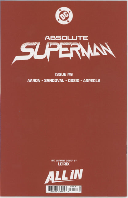 ABSOLUTE SUPERMAN #9 CVR E INC 1:50 LESLEY LEIRIX LI VIRGIN CARD STOCK VAR