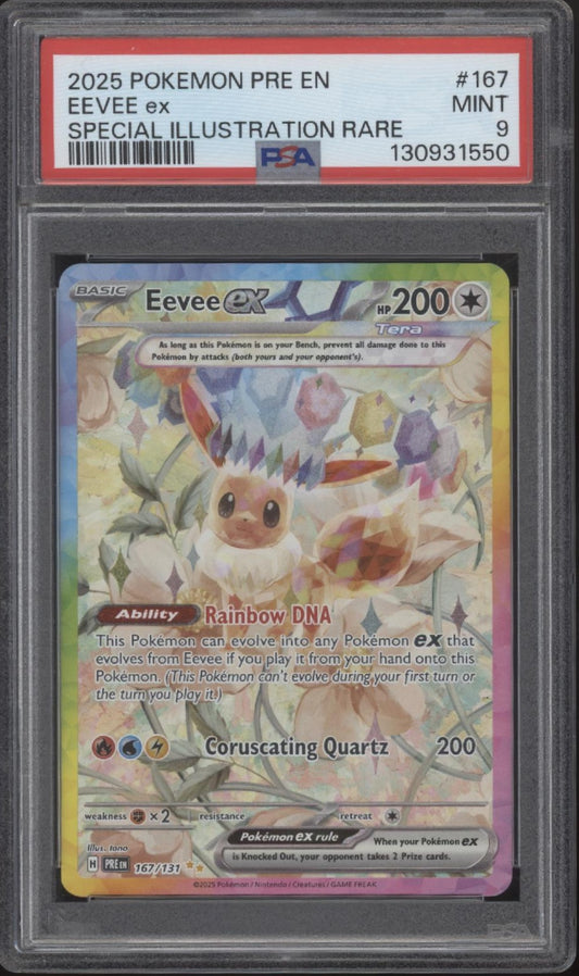 Eevee ex Pokemon Prismatic Evolutions Special Illustration Rare #167 PSA 9