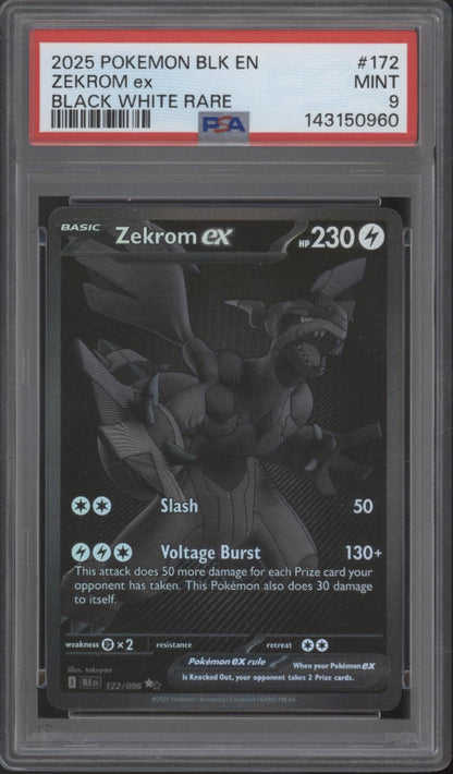 zekrom pokemon cards Zekrom ex Pokemon Black Bolt Black White Rare #172 PSA 9