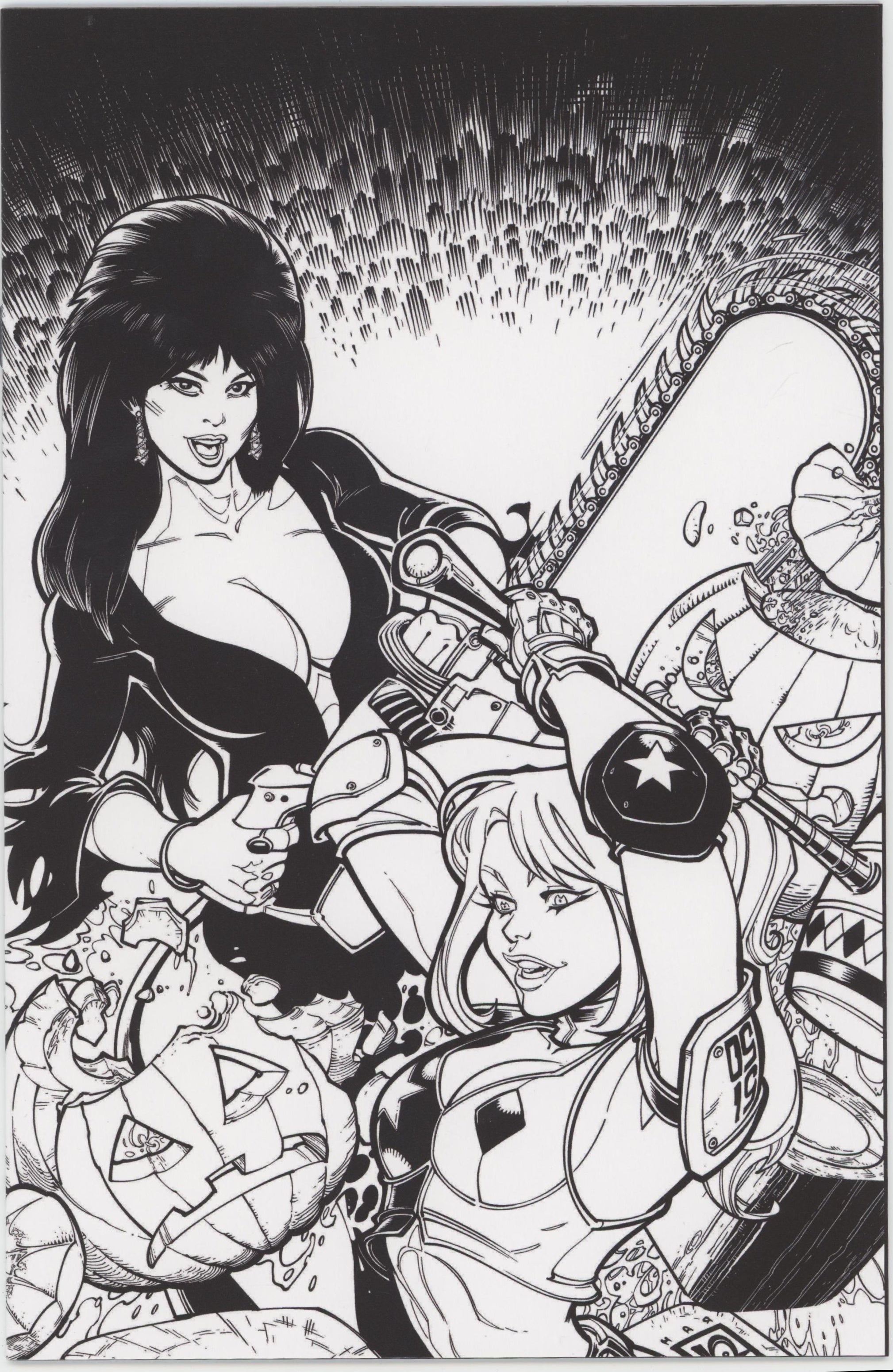 Harley Quinn X Elvira #1 Cover Q Inc 1:15 Chad Hardin Line Art Full Art Variant、DYNAMITE Entertainment、kayou