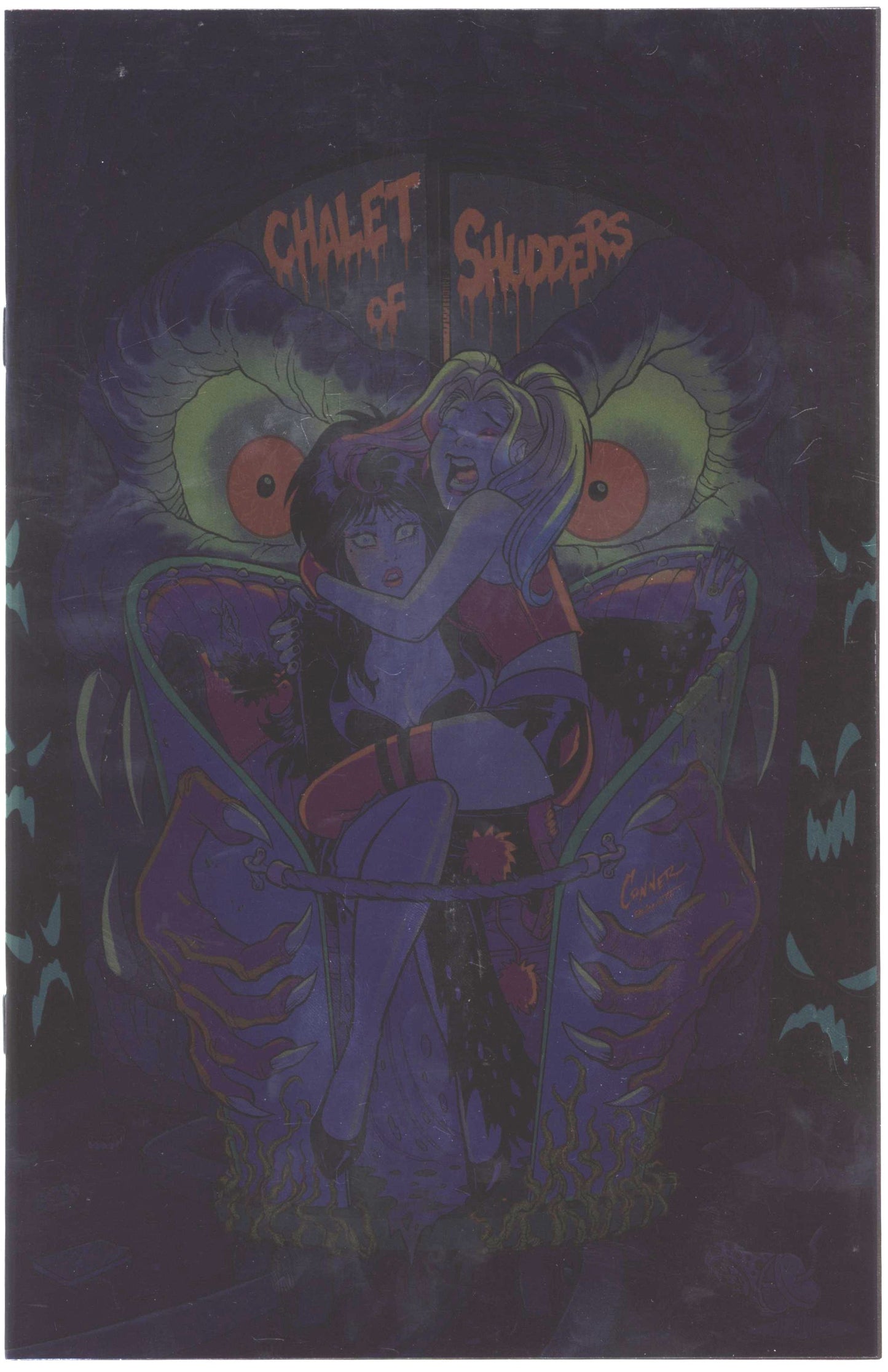 Harley Quinn X Elvira #1 Cover R Inc 1:20 Amanda Conner Foil Full Art Variant