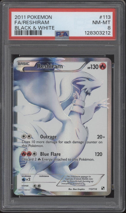 Reshiram Pokemon Black & White Full Art #113 PSA 8