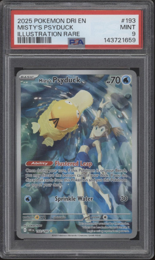 Misty's Psyduck Pokemon Destined Rivals Illustration Rare #193 PSA 9