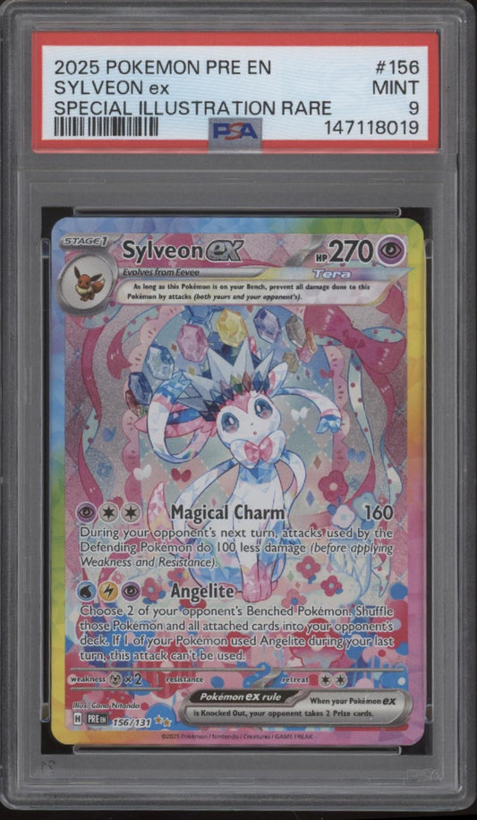 Sylveon ex Pokemon Prismatic Evolutions Special Illustration Rare #156 PSA 9