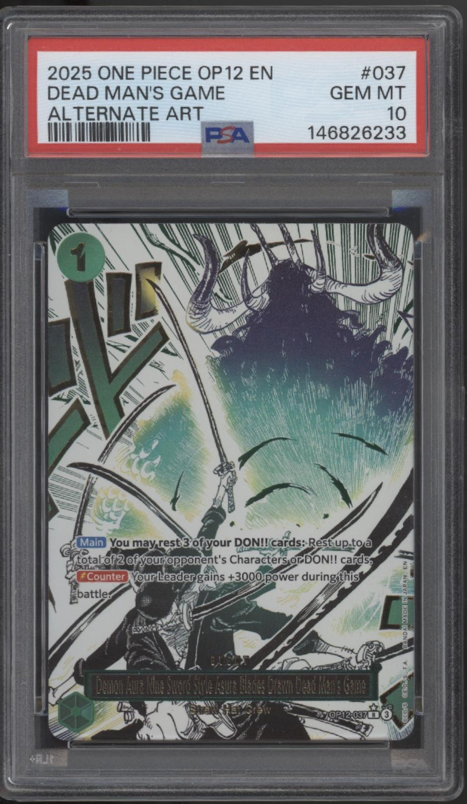 Dead Man's Game One Piece Card Game OP12 Alternate Art #037 PSA 10