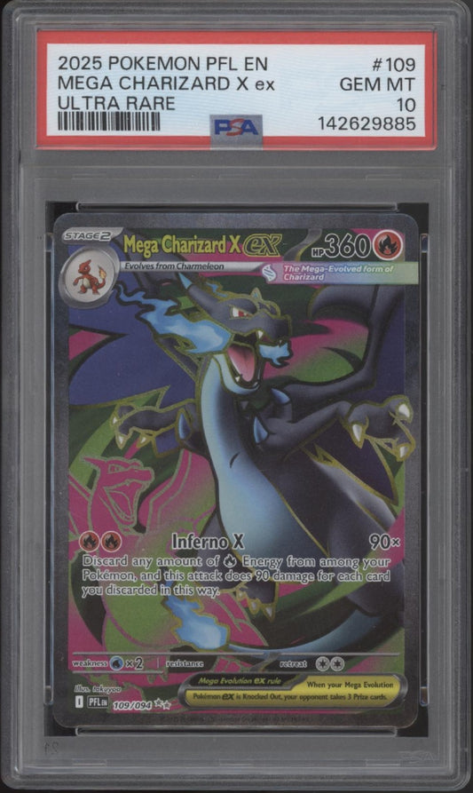 Mega Charizard X ex Pokemon Phantasmal Flames Ultra Rare #109 PSA 10 #1