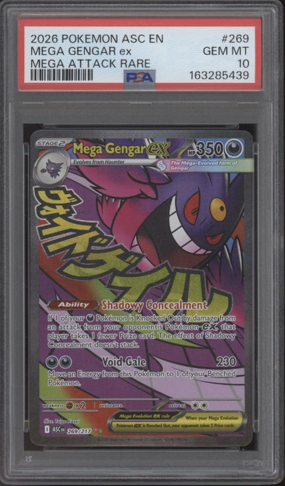 Mega Gengar ex Pokemon Ascended Heroes Mega Attack Rare #269 PSA 10