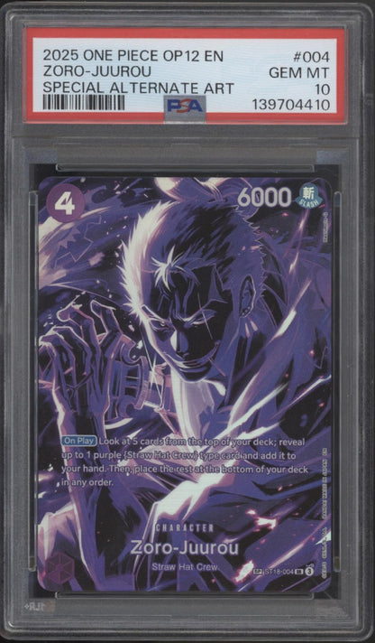 Zoro Juurou One Piece Card Game OP12 Special Alternate Art #004 PSA 10