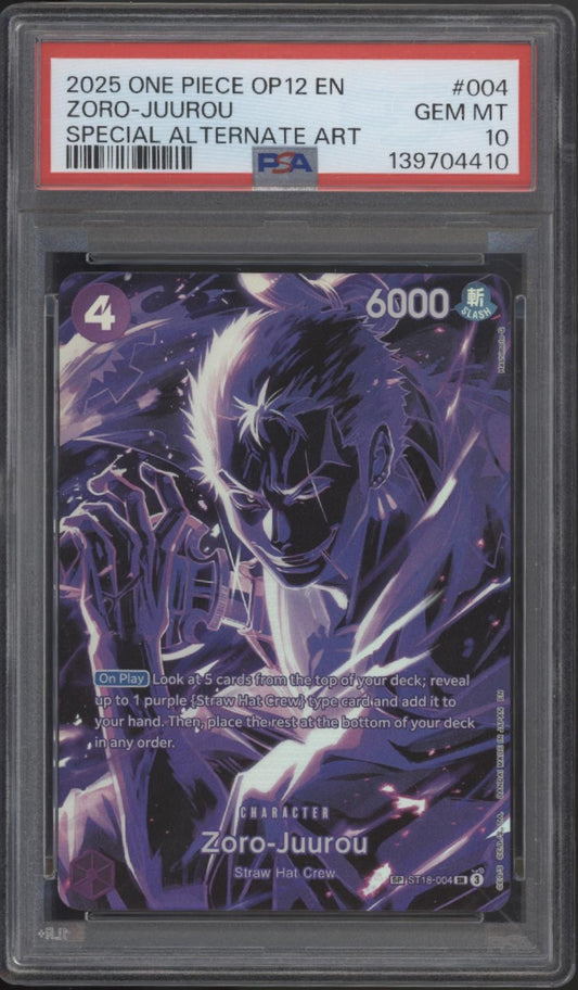 Zoro Juurou One Piece Card Game OP12 Special Alternate Art #004 PSA 10