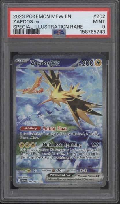 Zapdos ex Pokemon 151 Special Illustration Rare #202 PSA 9