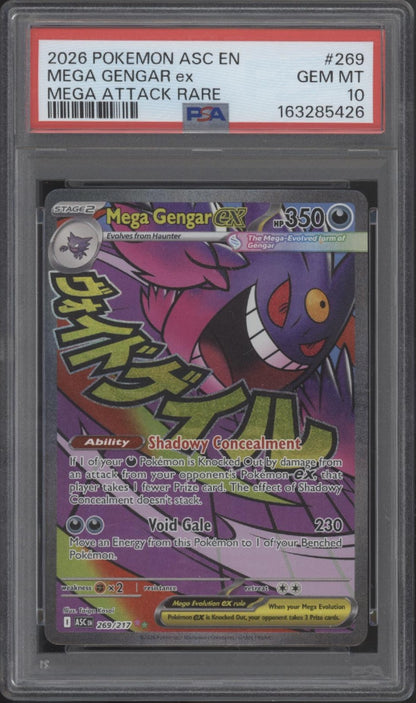 Mega Gengar ex Pokemon Ascended Heroes Mega Attack Rare #269 PSA 10
