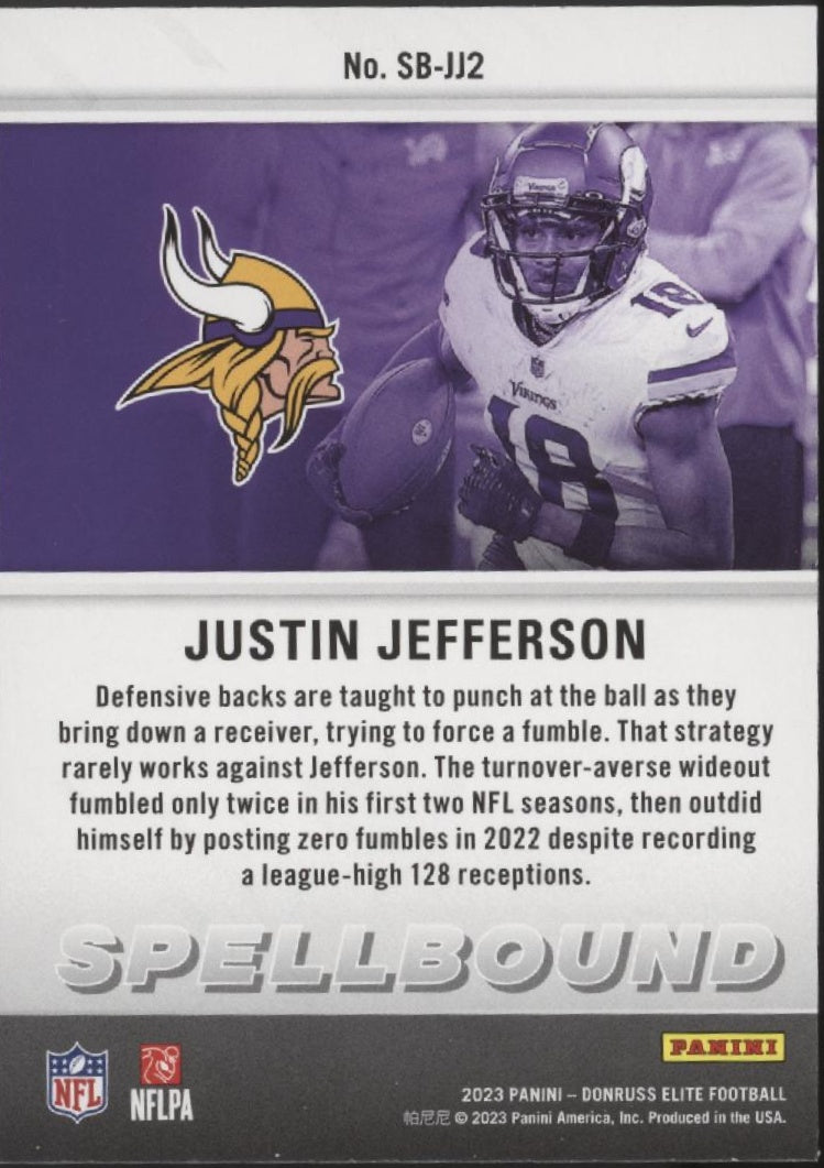 Justin Jefferson 2023 Panini Donruss Elite Spellbound "JEFFERSON" Lot